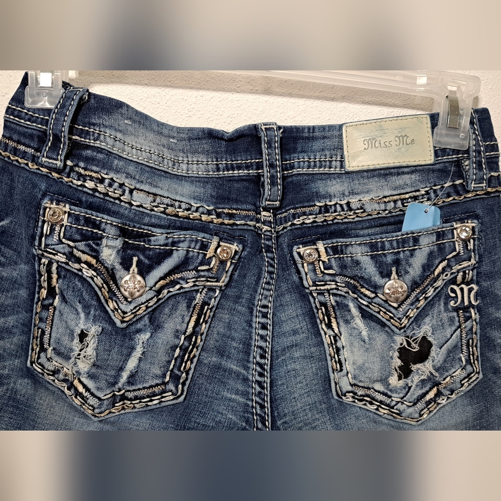 Miss Me Blue Skinny Jeans with Embellished Pockets